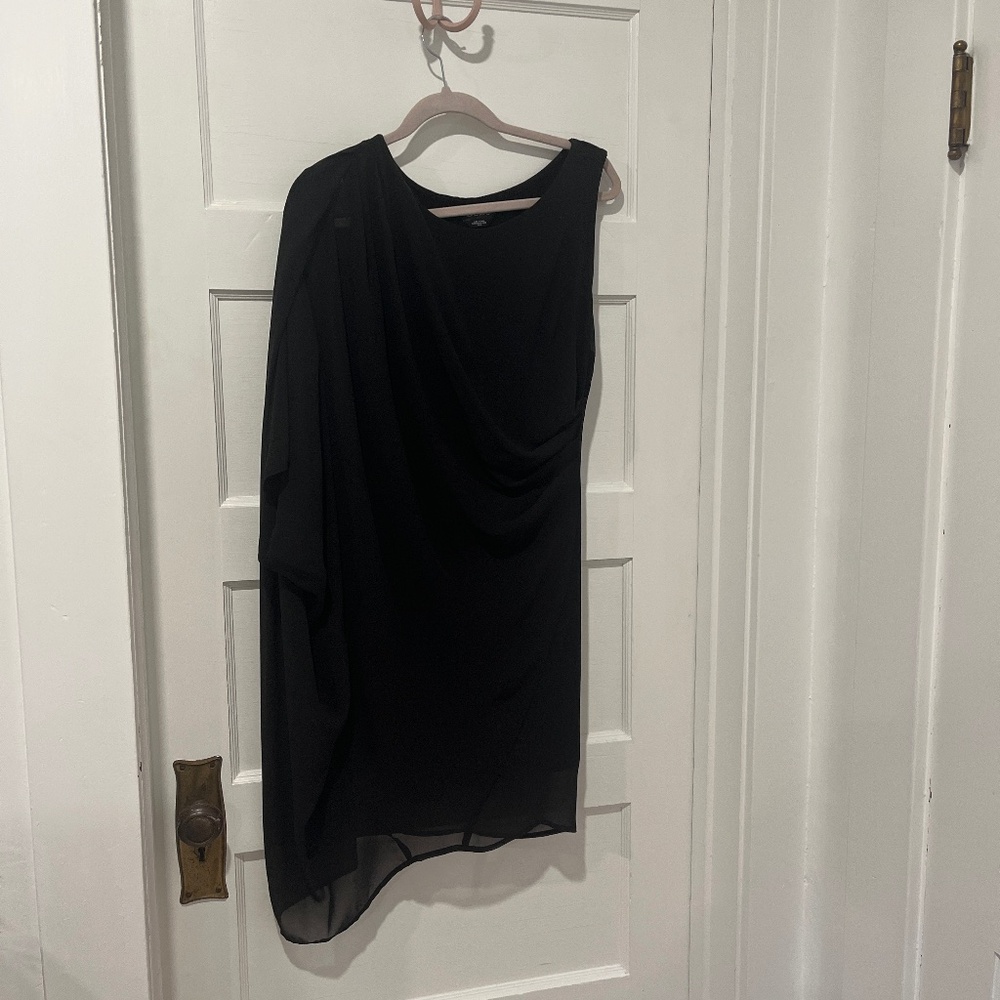Bebe One-Shoulder Cape Dress with Optional Belt